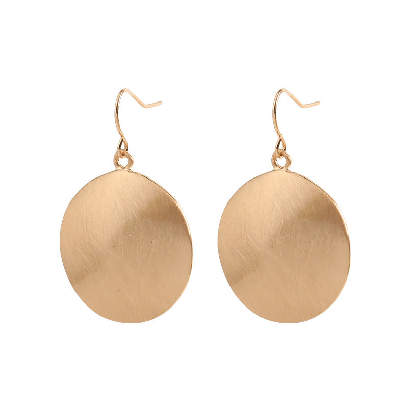 Personality Fashion Brushed Round Geometric Alloy Earrings