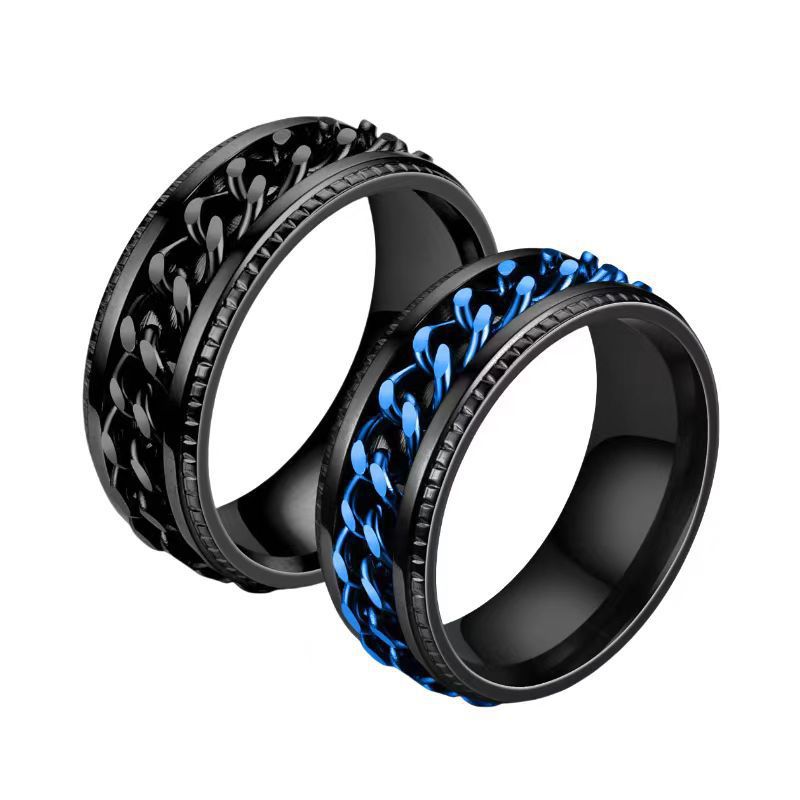 Men's Stainless Steel Fashionable Rotating Decompression Titanium Niche Ring