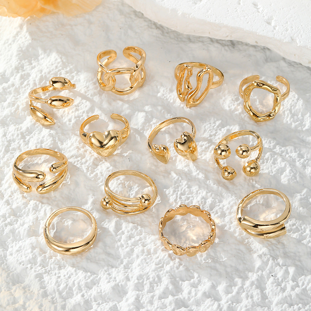 Women's Exaggerated Personalized Gold Irregular Oval Heart-shaped Open Rings