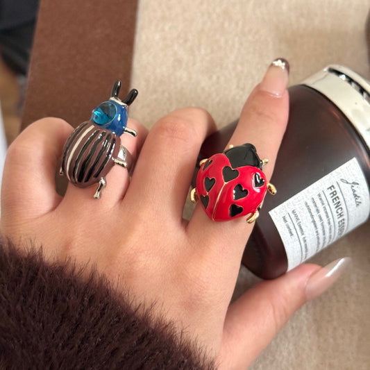 Design Gold Handmade Enamel Glaze Insect Ring
