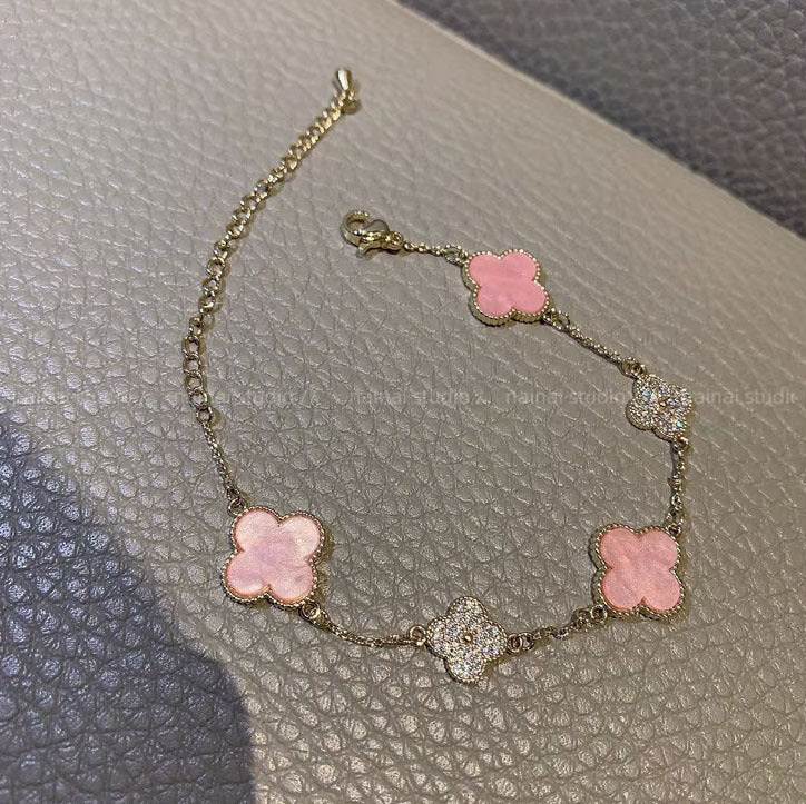 Cherry Pink Clover Light Luxury High-grade Bracelets