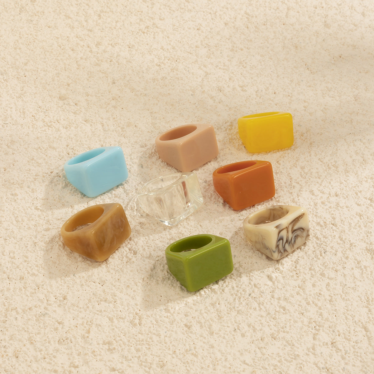 Colorful Acrylic Simple Fashionable Geometric Square Rings