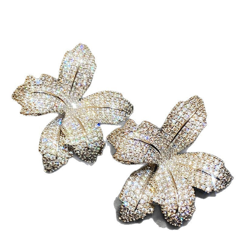 Women's Zircon Flower Light Luxury High-grade Temperament Fashion Earrings