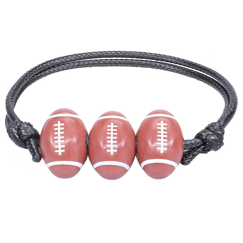 Basketball Baseball Wax Line Woven Softball Tennis Rugby Bracelets