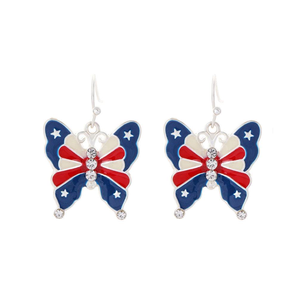 Women's Carnival Party Stars Stripes National Flag With Stud Earrings