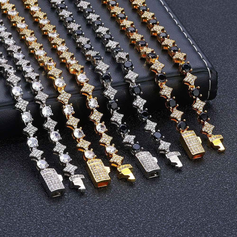Men's Star Zircon Tennis Hip Hop Trendy Jewelry Set