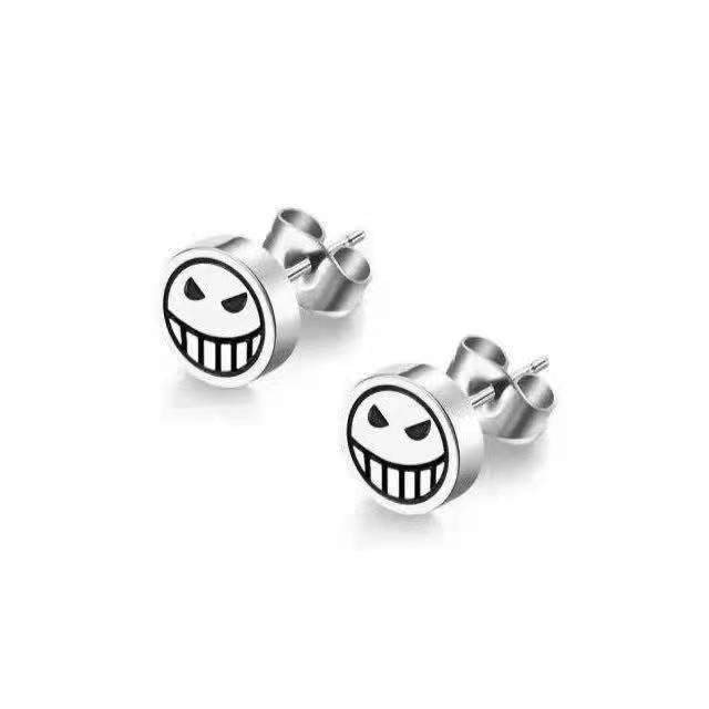 Women's & Men's Steel Smiley Face Ear Stainless Bone Nail Style One Earrings
