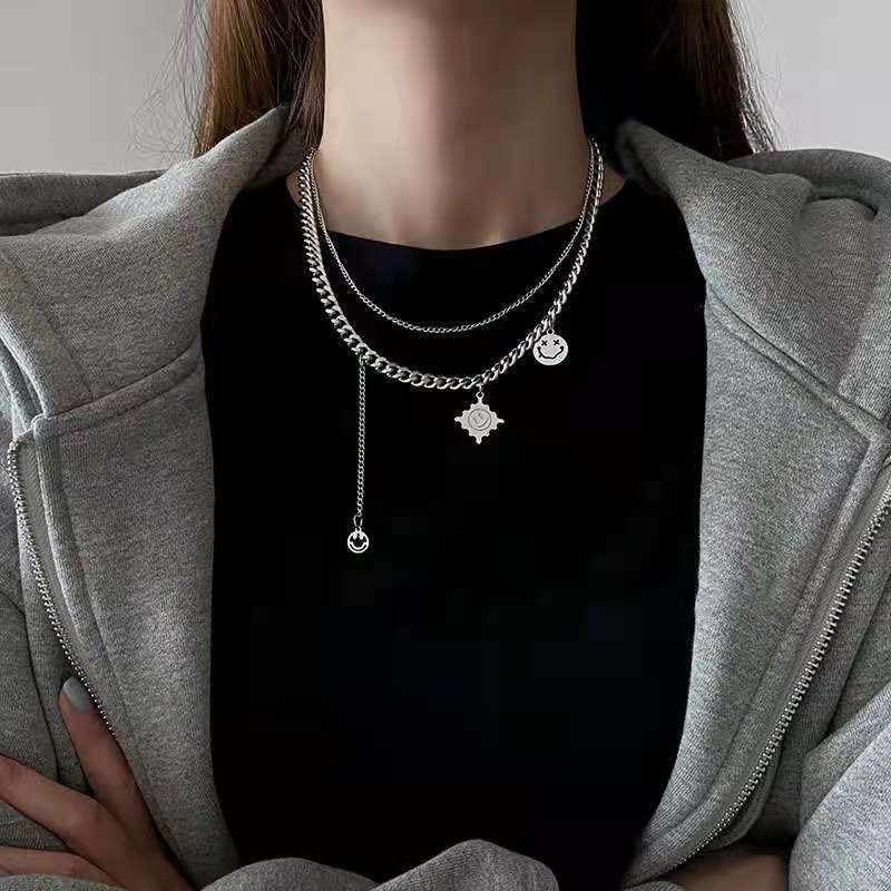 Women's & Men's Fashion Simple Titanium Steel Sweater Chain Personalized Hip Hop Necklace