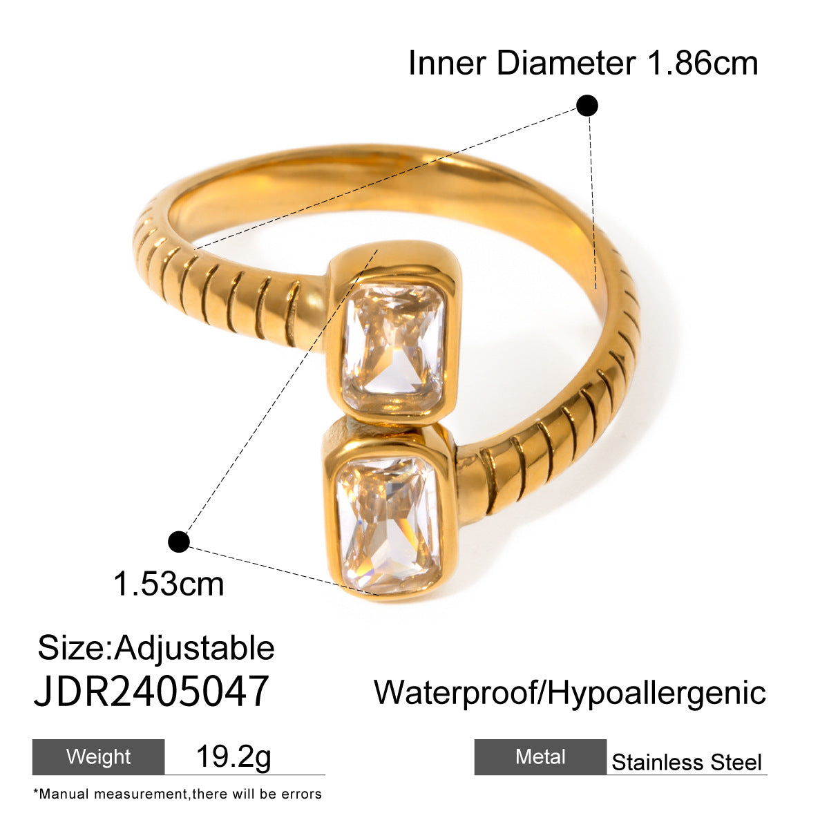 Open-end Zircon Titanium Steel No Fading Wind Simple Rings