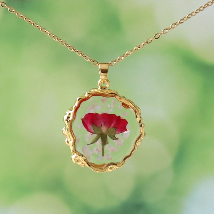 Luxury Flower Resin Preserved Fresh Epoxy Dried Ornament Necklaces