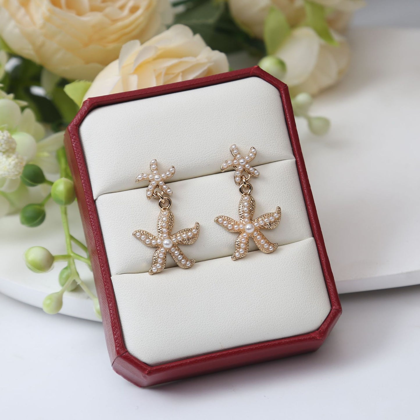 Diamond Butterfly Flower Pearl Graceful Fashionable Long Earrings