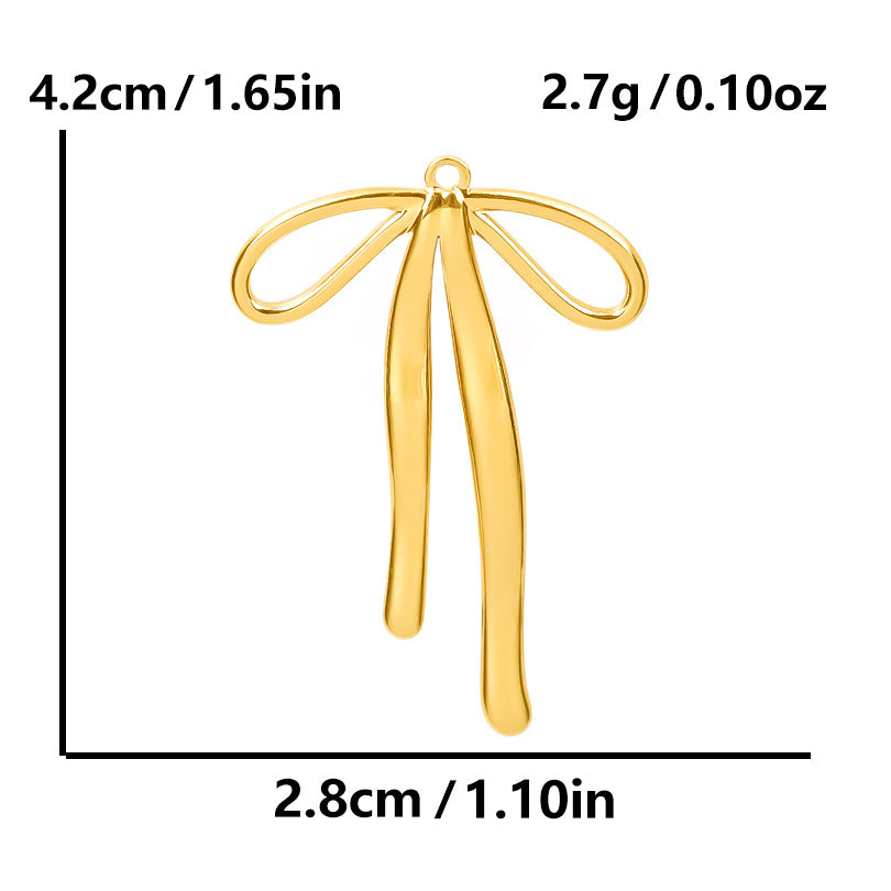 Stainless Steel Golden Bow Fashion Ornaments Pendants