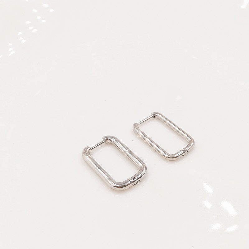 Women's Electric Gold Rectangular Clip Titanium Steel Earrings