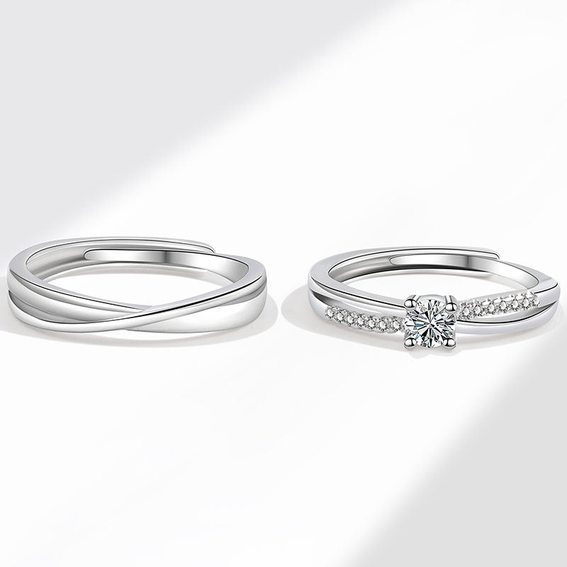 Women's & Men's Mobius Couple One Pair Open Fashion Zircon Rings