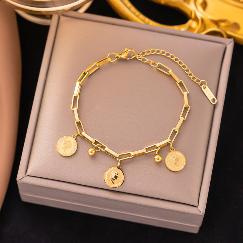 Titanium Steel Female Gold Fashion Light Luxury High Bracelets