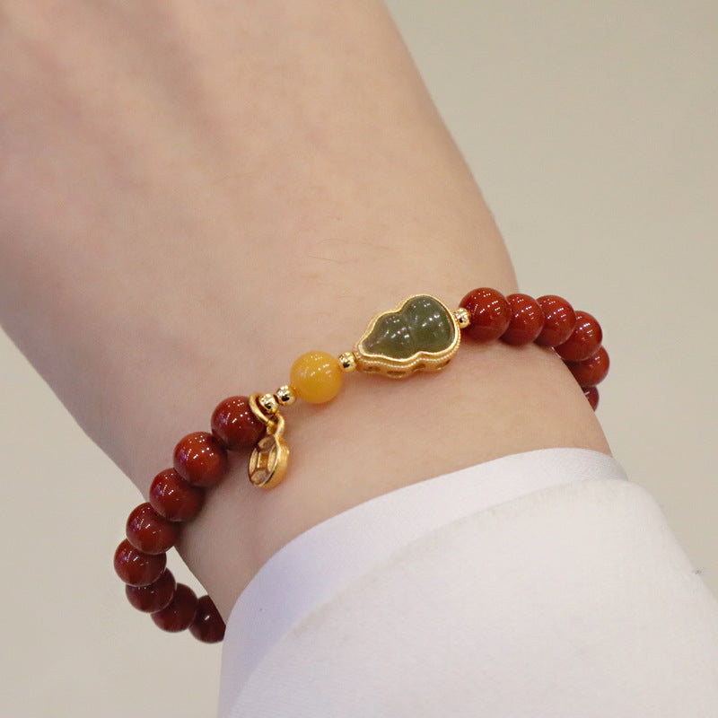 Natural South Red Agate Design High-grade Jade Gourd Bracelet
