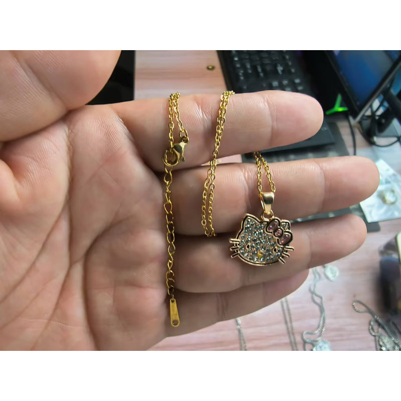 Women's Full Diamond Hello Kitty Millennium Hot Pendants