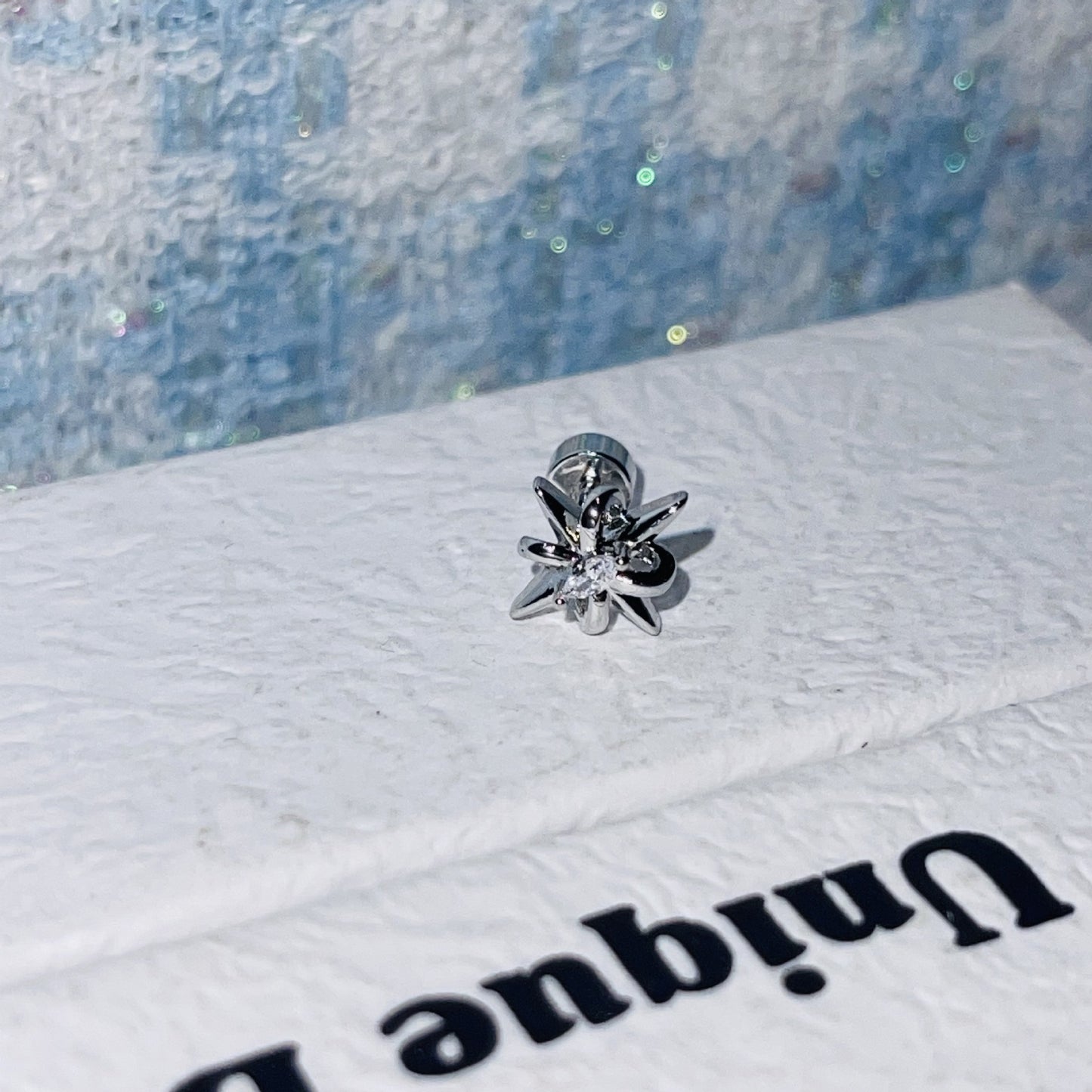 Rhinestone Butterfly Zircon Medical Titanium Steel Screw Ear Bone Fashion Earrings