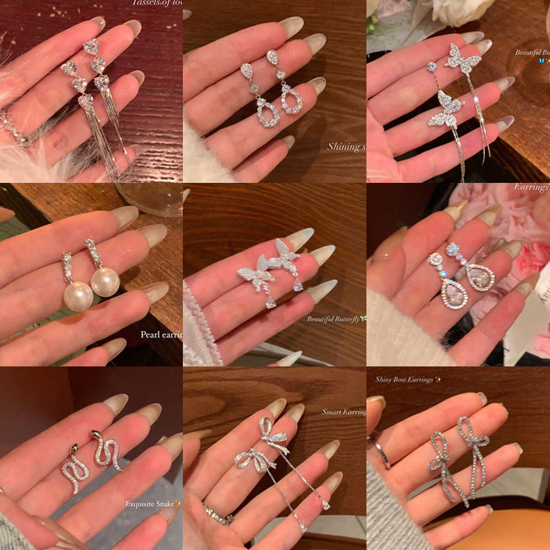 Women's Refined Zircon Bow High-grade Light Luxury Temperament Earrings