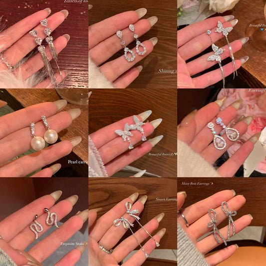 Women's Refined Zircon Bow High-grade Light Luxury Temperament Earrings