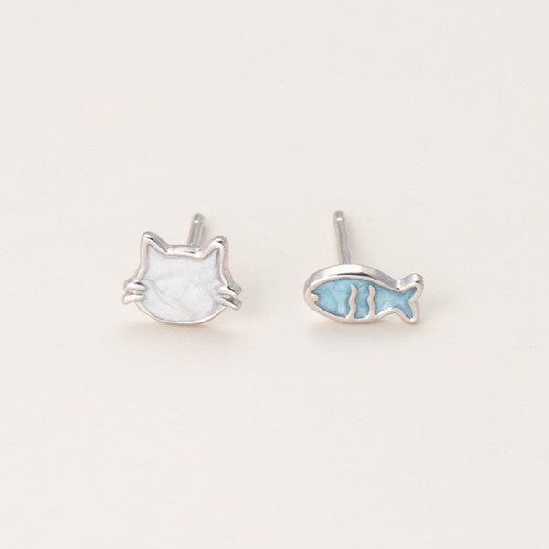 Plated Cat Fish Pure Sweet Cute Female Ear Stud Earrings