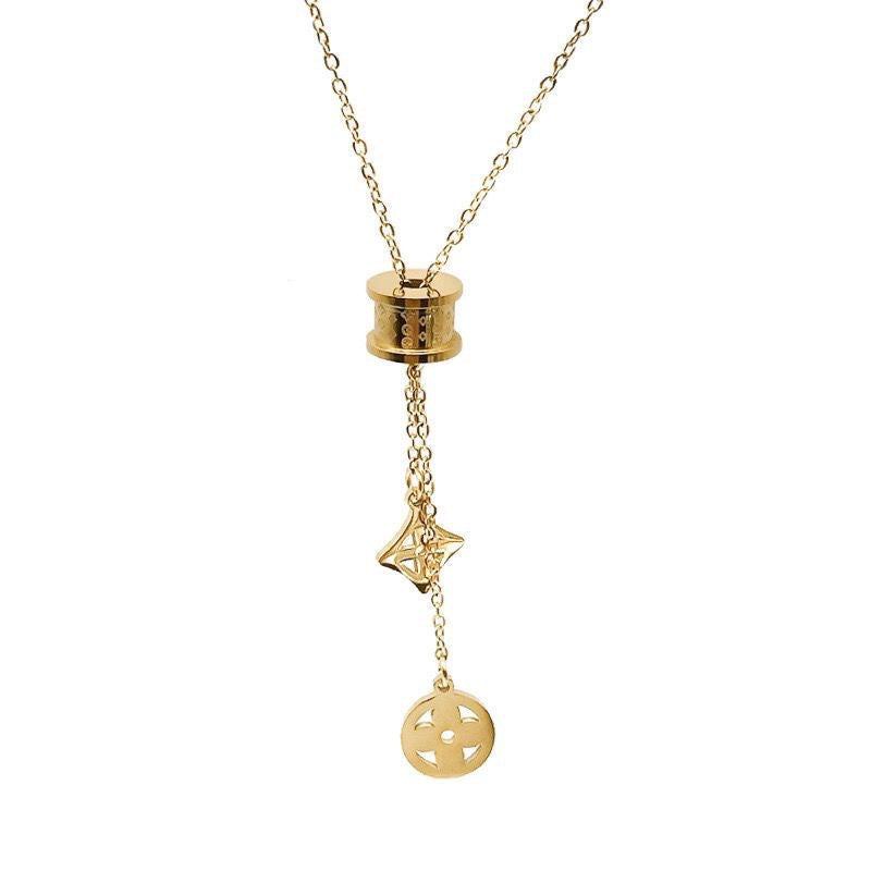 Double-sided Rose Gold Titanium Steel Female Korean Simple Necklaces