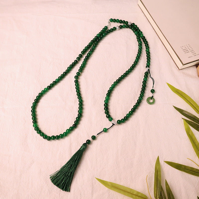 Style Chinese Lotus Suit Long Door Necklace