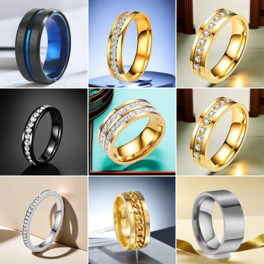 Stainless Steel Starry With Diamonds Diamond Ring