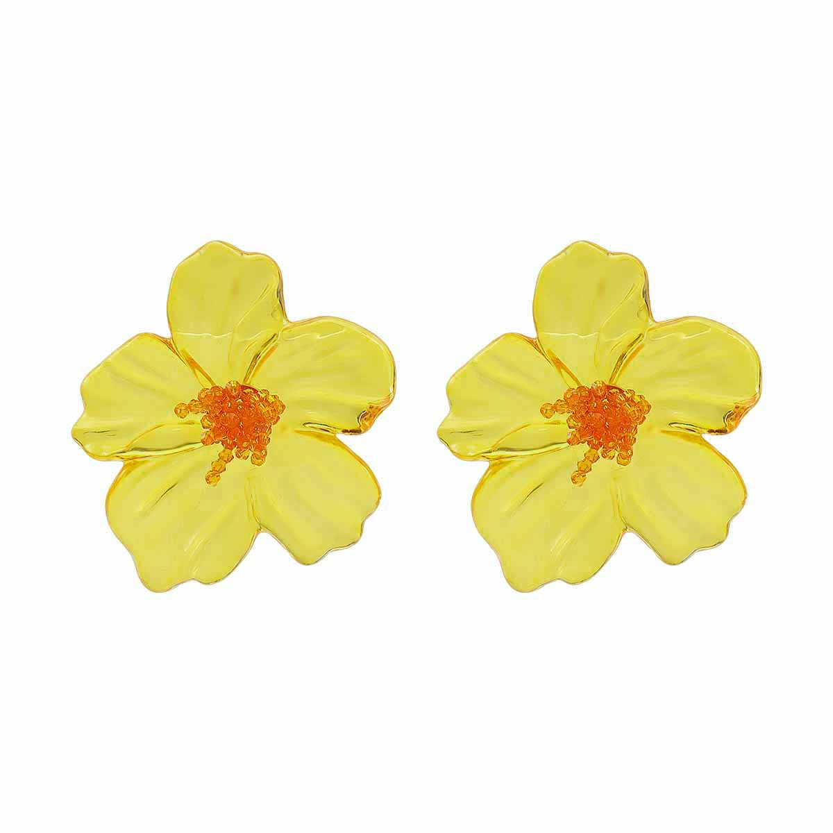 Women's Vacation Style Enamel Color Flower Pearl Light Luxury High-grade Earrings