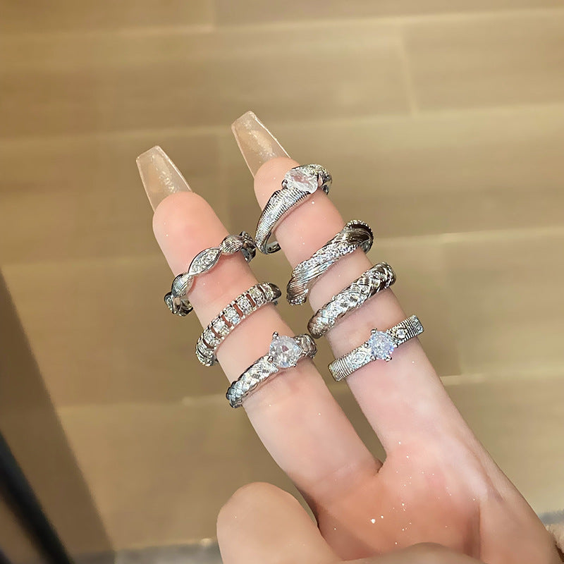 Women's Retro Brushed Fine Wide Light Luxury Rings