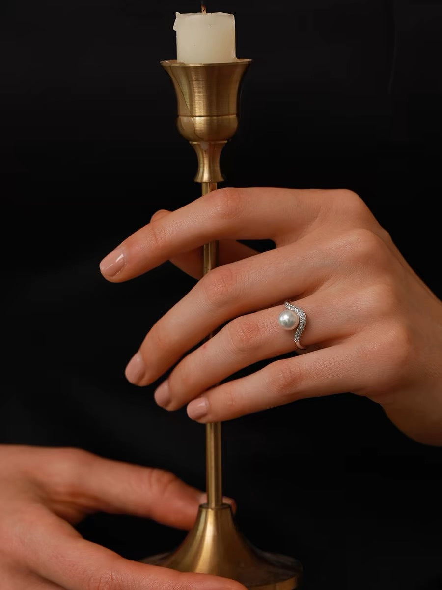 Exquisite Style Pearl Zircon Female High Sense Simple Light Ring