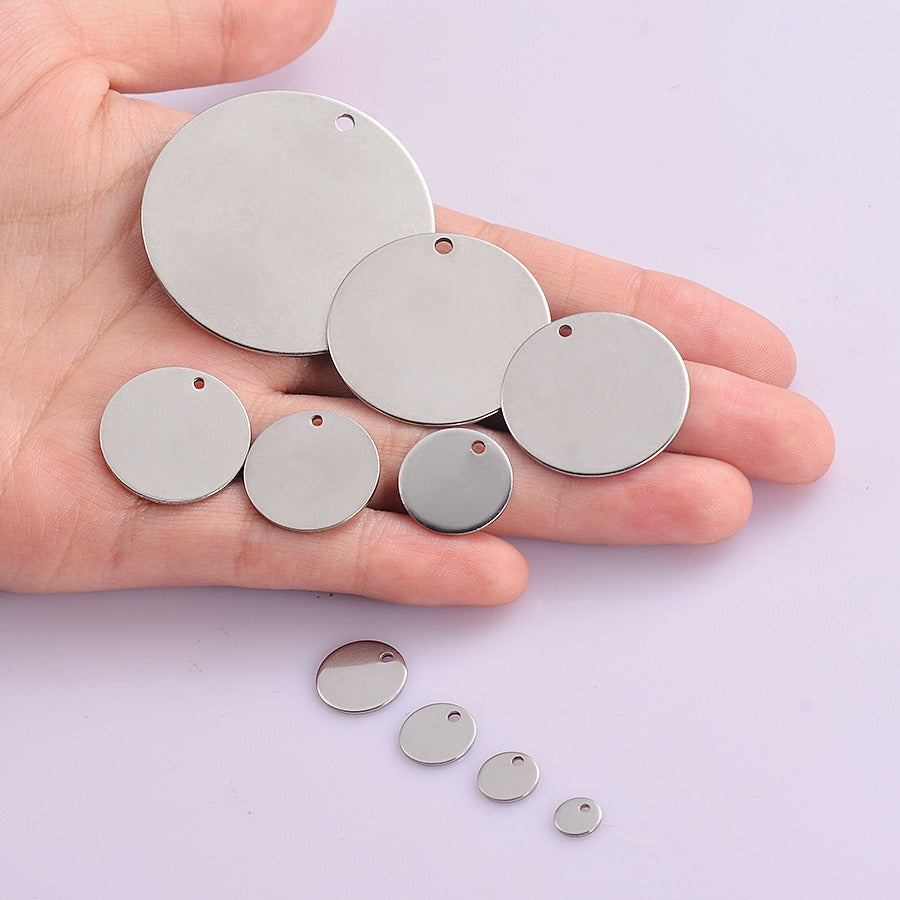 Stainless Steel Round Small Tag Army Pendants