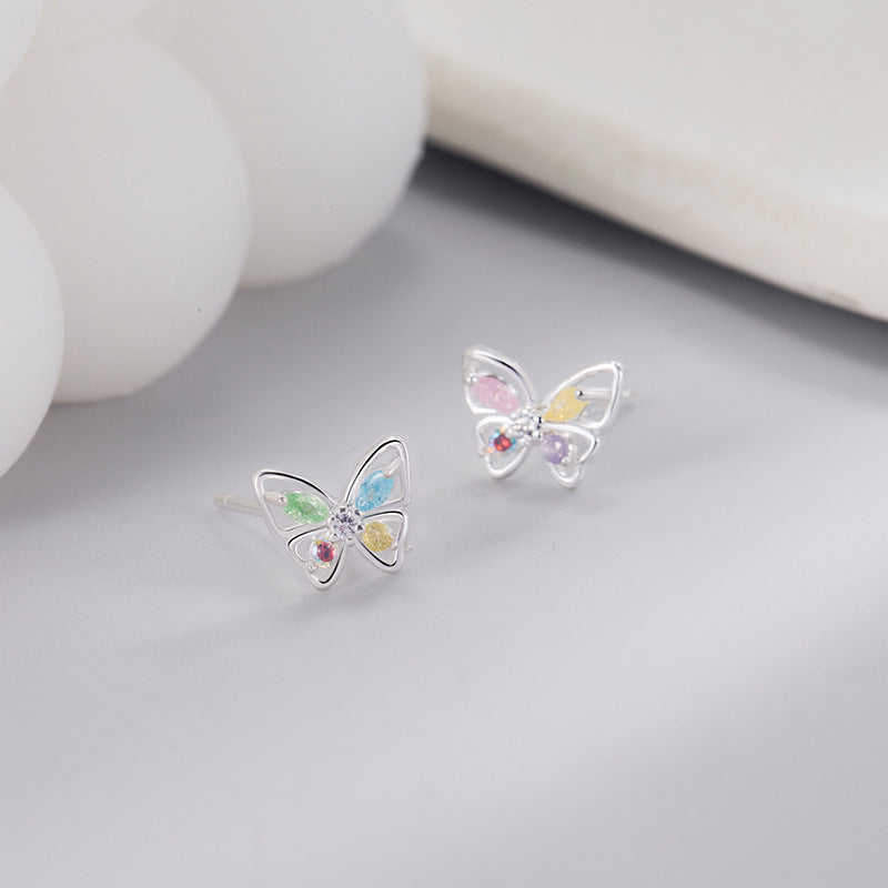 Ladies Colorful Crystals Butterfly Small Sweet Girly Summer Trendy Light Rings
