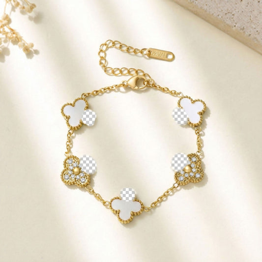 Three-dimensional Flower Elegant Handmade Fashion Temperament Stainless Steel Bracelet