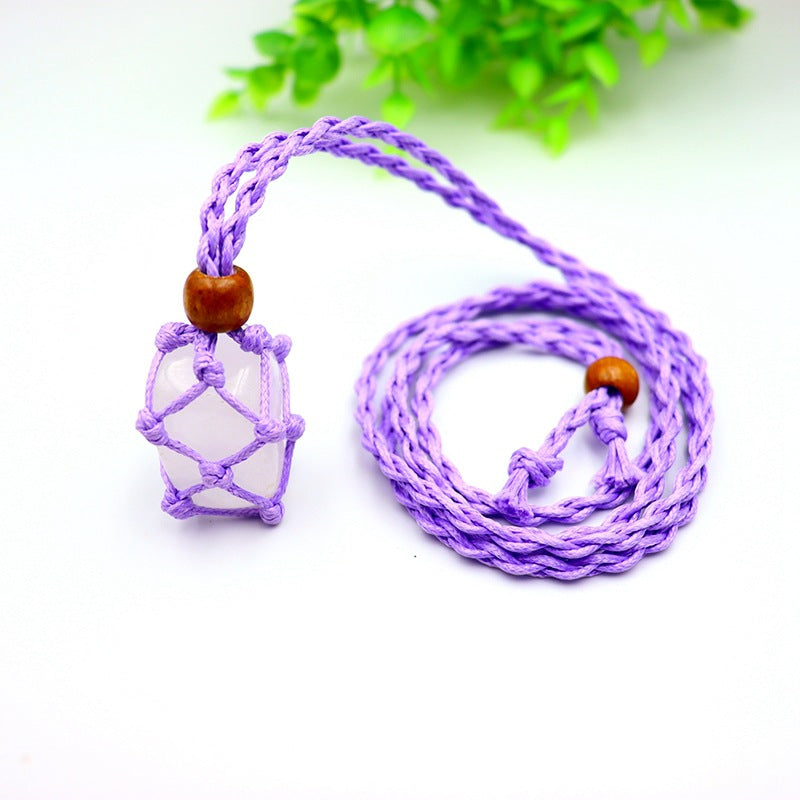 Stone Crystal Net Pocket Woven Vintage Pendants