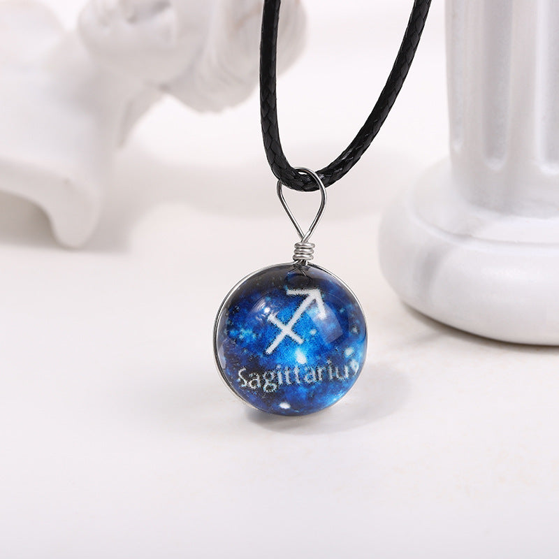 Starry Sky Luminous Twee Constellation Glass Mori Fresh Clavicle Chain Necklace