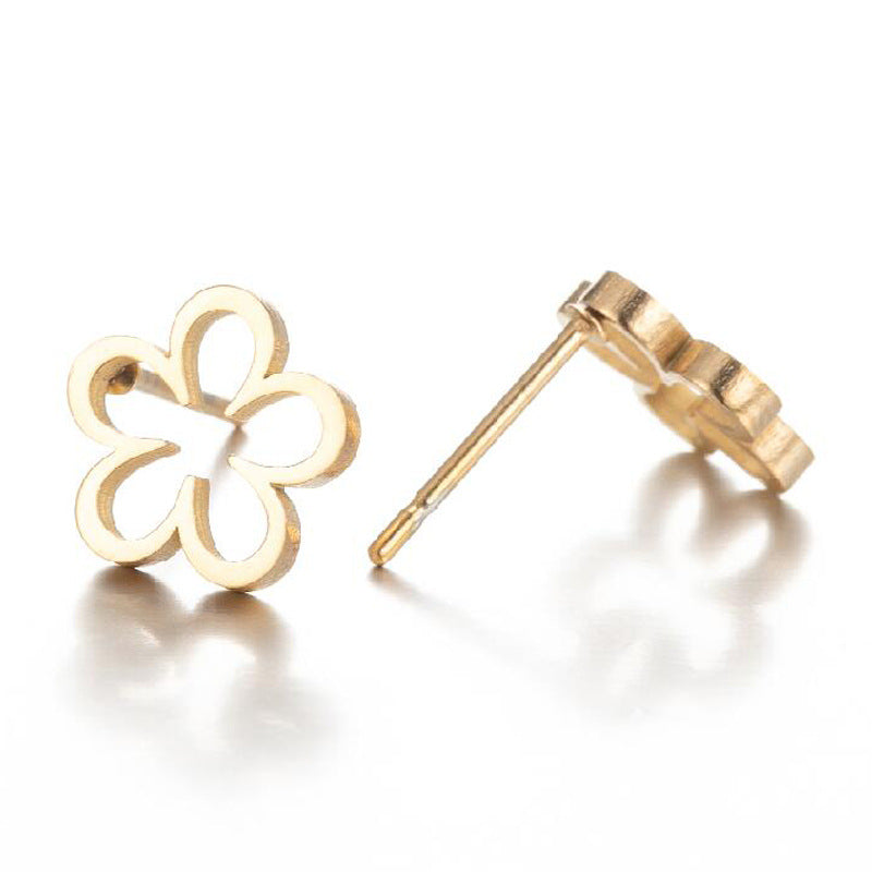 Lotus Ear Bone Hollow Origami Stainless Stud Earrings