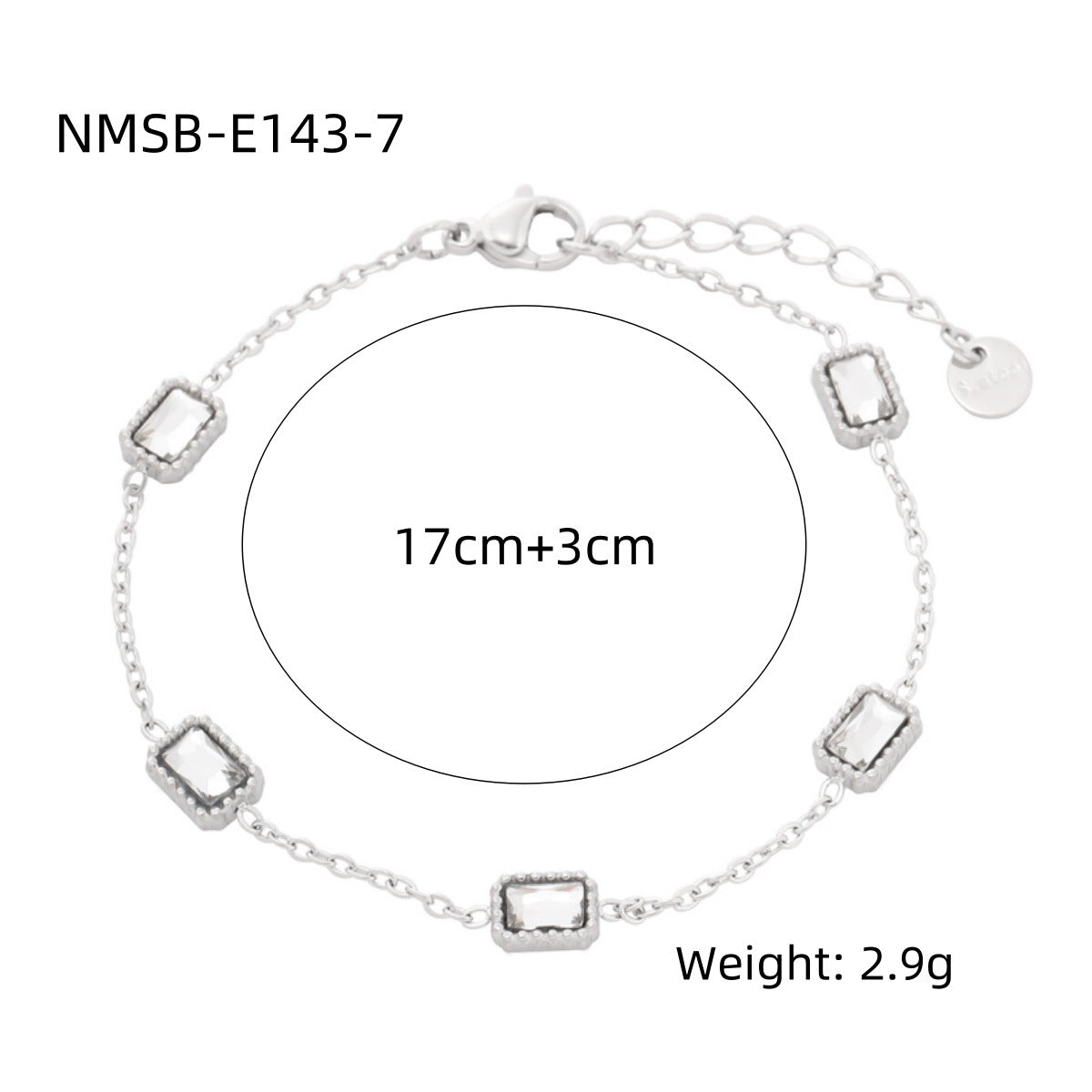 Square Colorful Crystals Titanium Steel Female Affordable Luxury Fashion Bracelet