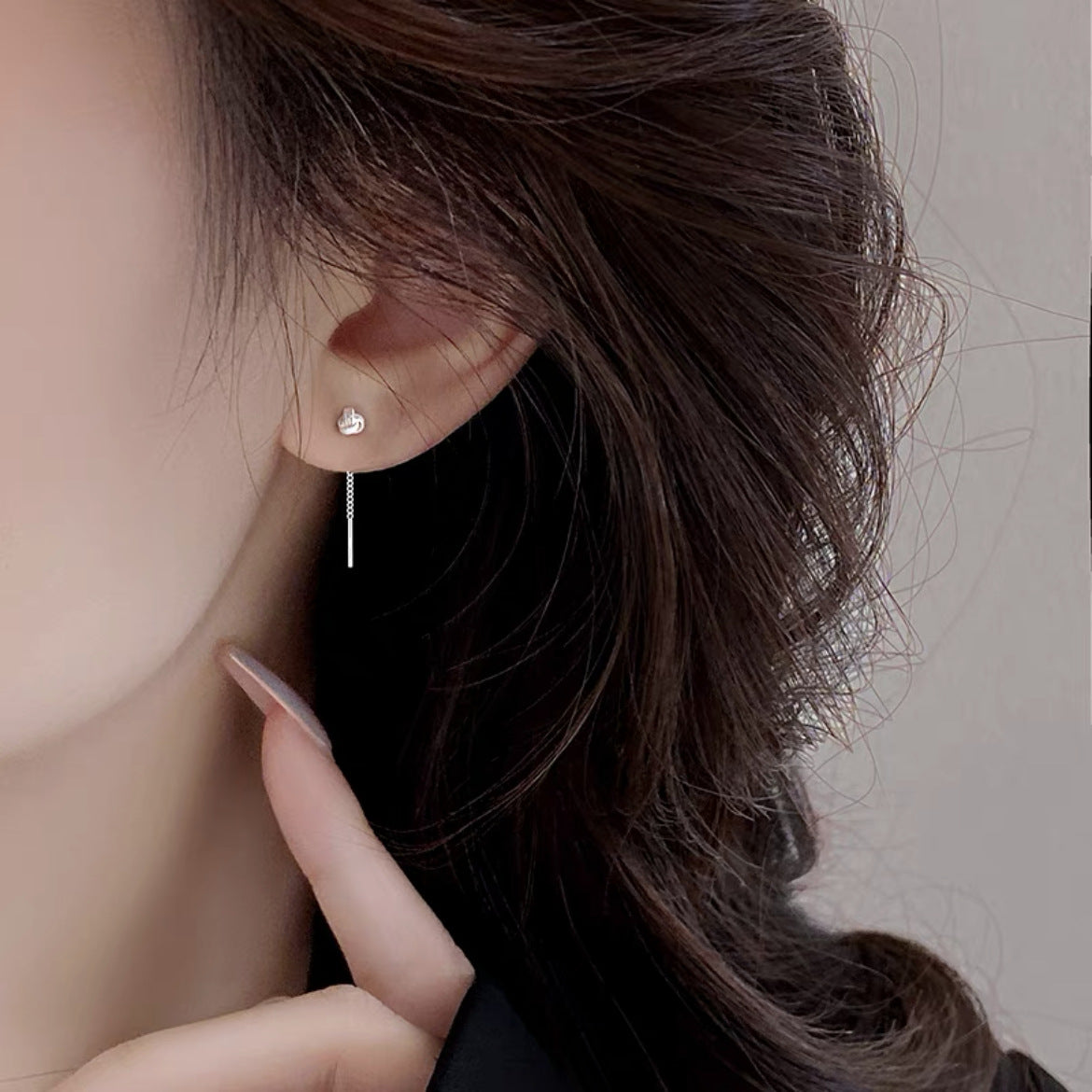 Women's Sterling Sier Tassel Simple Niche Exquisite Short Rings