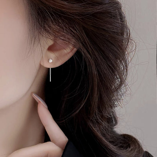 Women's Sterling Sier Tassel Simple Niche Exquisite Short Rings