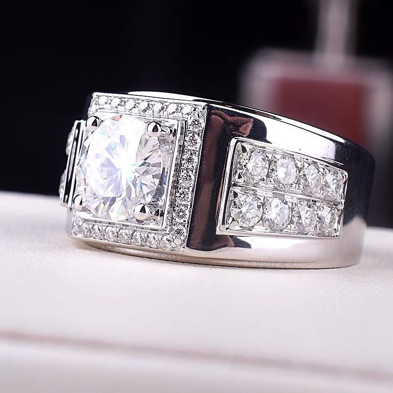 Men's Imitation Moissanite Diamond Domineering Open Adjustable Rings
