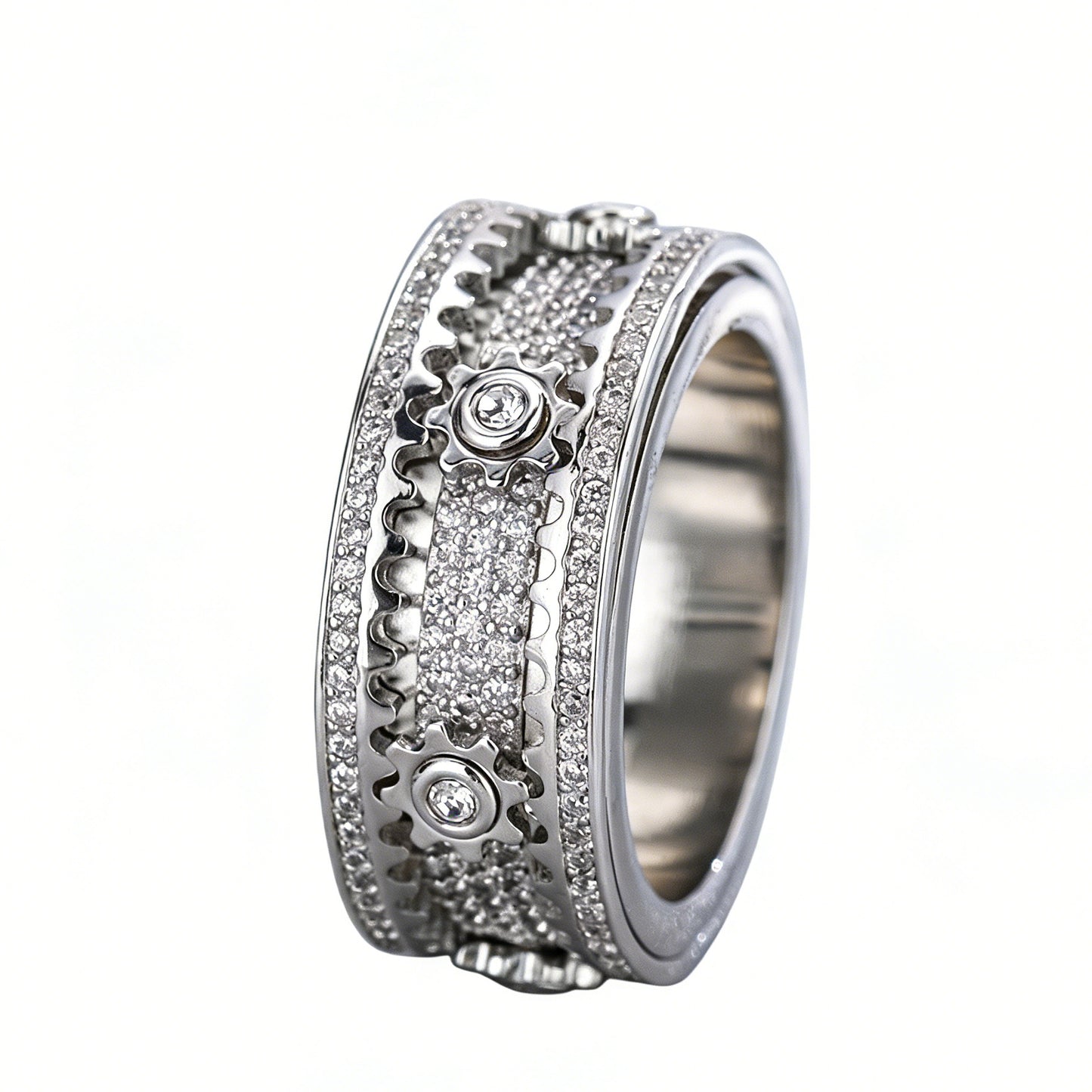 Diamond Rotating Gear Rotatable Starry Fashion Personalized Hip Hop Valentine's Ring