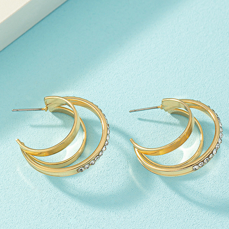 Women's Simple Geometric Shaped Diamond Retro Metal Stud Earrings