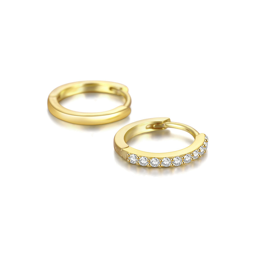 Fashion Ear Clip Micro Inlaid Zircon Round Wind Earrings