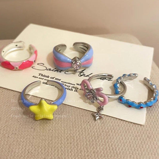 Women's Ancient Retro Fashion Twin Temperament Personality Style Rings