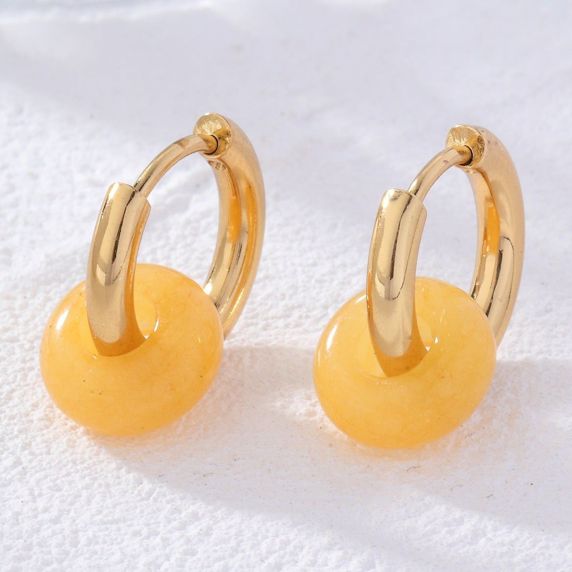 Donut Natural Stone French Style Temperament Earrings