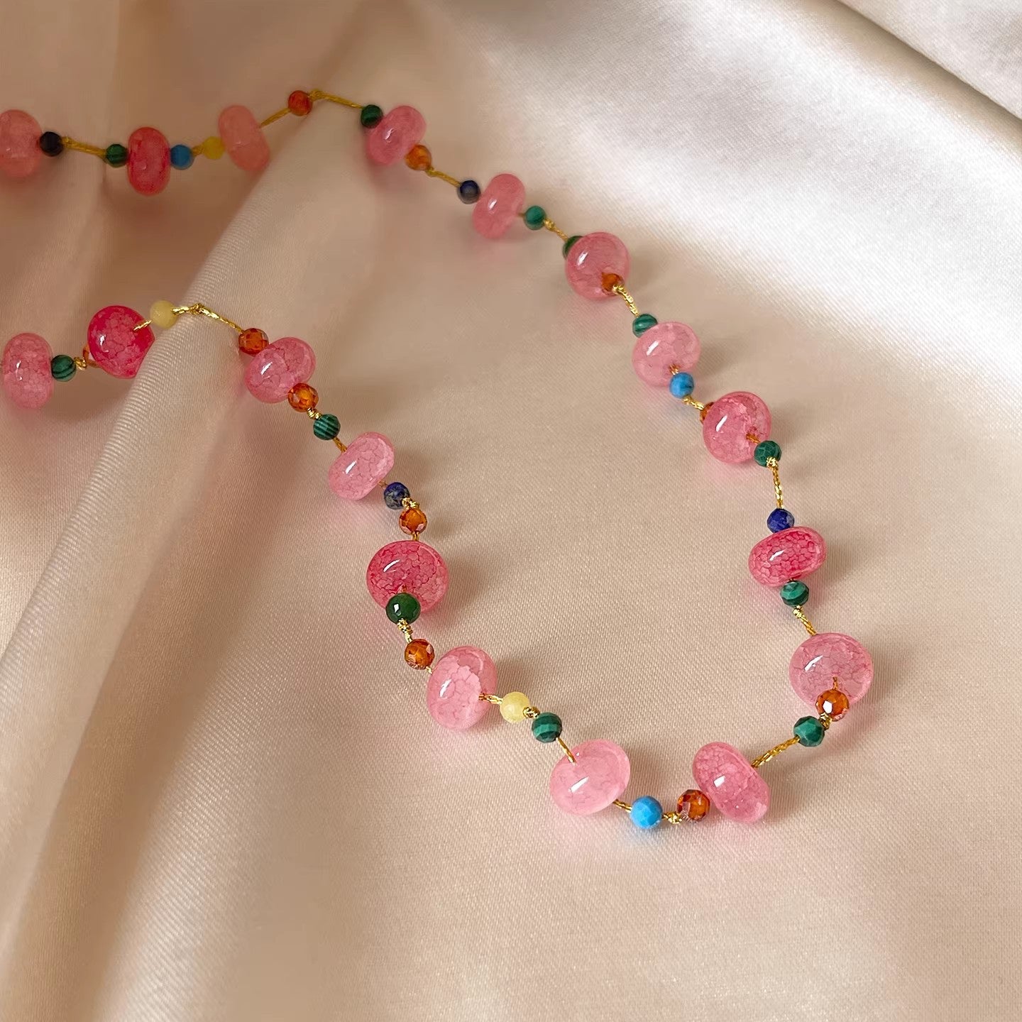 Women's Stone Beaded For Sweet Fresh Simple Niche Design Clavicle Necklace