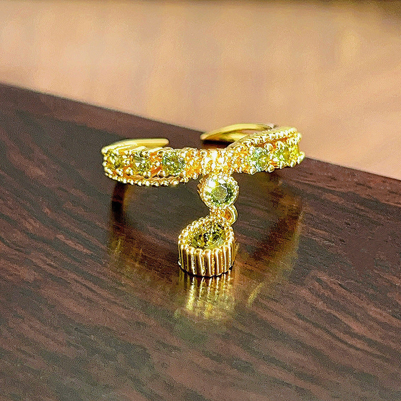 Twist Colored Gems Full Diamond Color Zirconium Ring