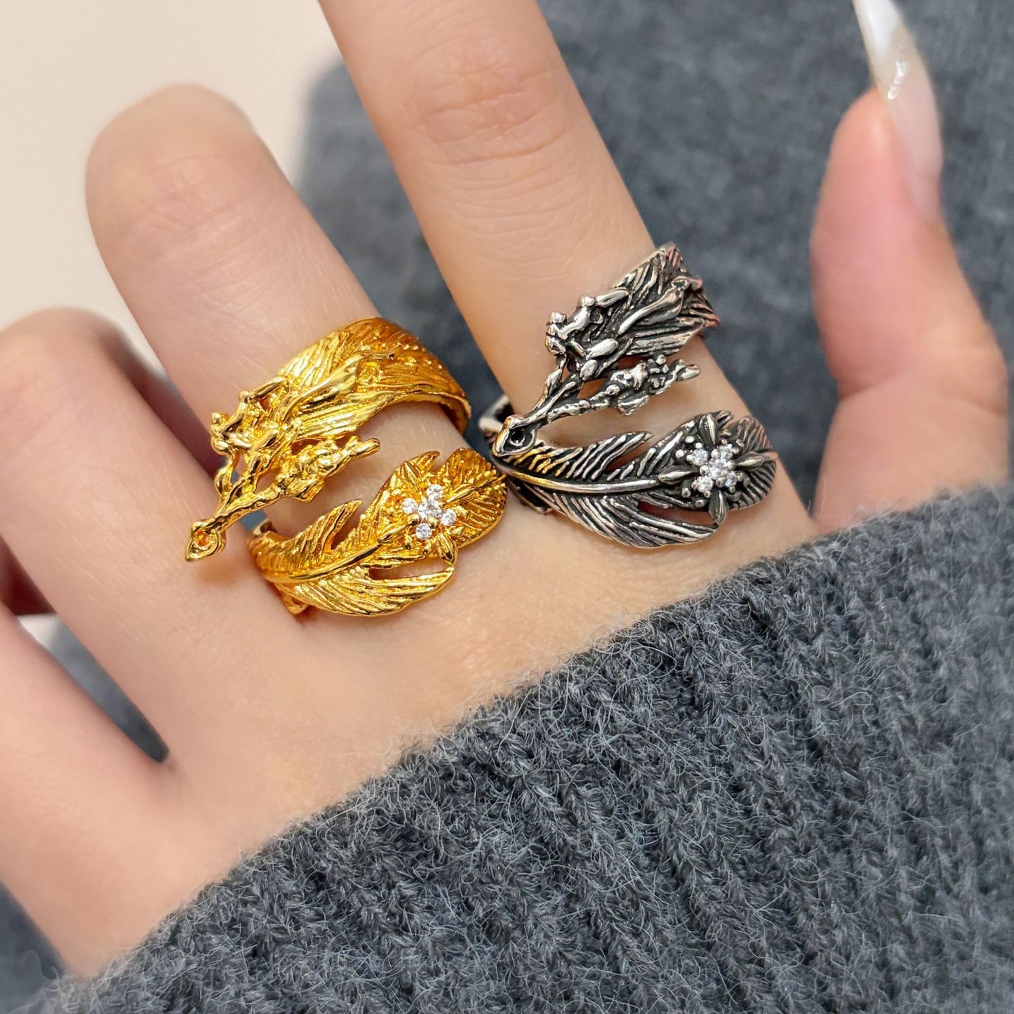 Cool Feather Female Exquisite Sweet Design Rings