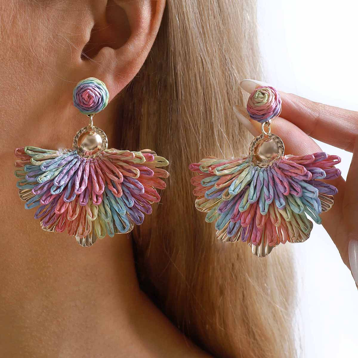 Women's Vacation Style Enamel Color Flower Pearl Light Luxury High-grade Earrings